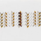 ‘(3,5,13) Subtractive x 10’, acrylic, card and plastic on conservation board, 12 x 130 x 1cm, 2012. Photography: Michele Brouet