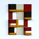 ‘(2,3,5) x 15, Fragment II’, acrylic, card and plastic on conservation board, 25 x 18.6 x 2.2cm, September 2016. Photography: Self.