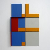‘(2,3,5) x 4, Cluster 1’, 25 x 16.5 x 2cm, acrylic, card and plastic on conservation board, October, 2013. Photography: Self.