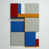 ‘(2,3,5) x 4, Cluster 3’, 25 x 16.5 x 2cm, acrylic, card and plastic on conservation board, October, 2013. Photography: Self.