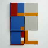 ‘(2,3,5) x 4, Cluster 6’, 25 x 16.5 x 2cm, acrylic, card and plastic on conservation board, October, 2013. Photography: Self.
