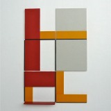 ‘(2,3,5) x 4, Cluster 9’, 25 x 16.5 x 1.7cm, acrylic, card and plastic on conservation board, October, 2013. Photography: Self.