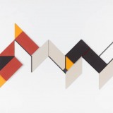 ‘(3,5,8) Subtractive, Cluster IV’,  Acrylic, card and plastic on conservation board,  20 x 45.75 x 1cm,  March, 2012.  Photography: docQment.