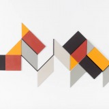 ‘(3,5,8) Version 1B, Cluster I’,  Acrylic, card and plastic on conservation board,  20 x 40 x 1cm,  March, 2012.  Photography: docQment.