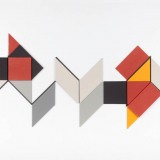 ‘(3,5,8) Version 1B, Cluster II’, acrylic, card and plastic on conservation board, 20 x 40 x 1cm, March, 2012. Photography: docQment.