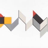 ‘(3,5,8) Version 1B, Cluster III’, acrylic, card and plastic on conservation board, 20 x 42.5 x 1cm, March, 2012. Photography: docQment.