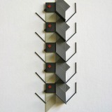 ‘(3,5,13), Subtractive, Cluster III’, acrylic, card and plastic on conservation board, 24 x 8 x 1.5cm, 2011. Photography: Self.