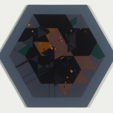 ‘Untitled Hexagon Number 9’, acrylic, card, wood and ink on board, 65.0 x 75.0 x 4.0cm, 1985. Photography: Michele Brouet.
