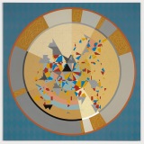‘The Fates of Small Children’, acrylic on polyester canvas, 183.5 x 183.5cm, July–September 2023. Photography: Michele Brouet.