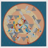 Interrupted Fates IV, acrylic on polyester canvas, 36.0 x 36.0cm, July 2022. Photography: Michele Brouet.
