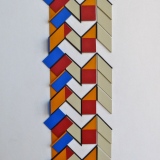 ‘(2,3,8) Rotations x (1+3)’, acrylic, card and plastic on conservation board, 27 x 9.5 x 1cm, November 2016. Photography: Self.