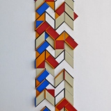 ‘(1,5,8) Rotations x (1+2)’, acrylic, card and plastic on conservation board, 31 x 11 x1cm, October 2016. Photography: Self.
