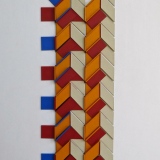 ‘(1,2,8) Rotations x (1+8)’, acrylic, card and plastic on conservation board, 30 x 10.5 x 1cm, October 2016. Photography: Self.