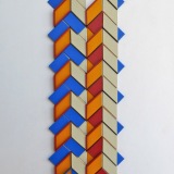 ‘(1,2,3) Rotations x (1+12)’, acrylic, card and plastic on conservation board, 30 x 10.5 x 1cm, September 2016. Photography: Self.