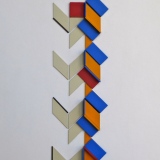 ‘(3,8,21) Fragment VII’, acrylic, card and plastic on conservation board, 26 x 7.5 x 1cm, September 2016. Photography: Self.