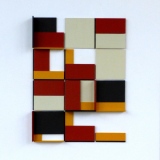 ‘(2,3,5) x 8, Fragment VI’, acrylic, card and plastic on conservation board, 25 x 18.6 x 2.2cm, September 2016. Photography: Self.