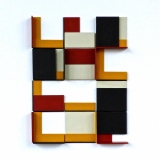 ‘(2,3,5) x 8, Fragment V’, acrylic, card and plastic on conservation board, 25 x 18.6 x 2.2cm, September 2016. Photography: Self.