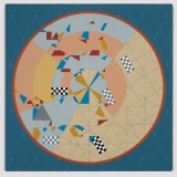 Interrupted Fates, acrylic on polyester canvas, 36.0 x 36.0cm, May 2022. Photography: Michele Brouet.