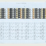 '(2,3,8) x 7.5 Rotations', acrylic and ink on graph paper, 20.0 x 60.0cm (paper size), 12th April 2017. Photography: Michele Brouet.