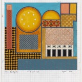 'Study for Piazza', acrylic and watercolour on graph paper, 28.4 x 21.0cm (paper size), August 2021. Photography: Michele Brouet.