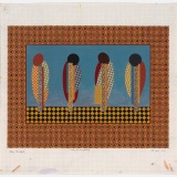 'Study for Evangelist II', acrylic, watercolour and collage on graph paper, 59.5 x 61.0cm (paper size), 30 August 2021. Photography: Michele Brouet.