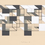 ‘Simple Forms IV’, acrylic and ink on paper, 16.5 × 34.5cm, March 2024. Photography: Michele Brouet.