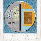 Study for ‘Invasion of Logic’, acrylic, ink, watercolour and collage on graph paper, 28 x 21cm (paper size), 28 May 2019. Photography: Michele Brouet.