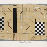 'Small World III', acrylic and watercolour on paper, 10.0 x 30.5cm, July 1991. Photography: Michele Brouet.