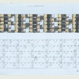 '(2,5,8) x 4.5 Rotations', acrylic and ink on graph paper, 20.0 x 60.0 cm (paper size), 14 April 2017. Photography: Michele Brouet.