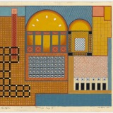 'Study for Palazzo II', acrylic and collage on graph paper, 30.5 x 43.5cm (paper size), 16 August 2021. Photography: Michele Brouet.