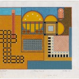 'Study for Piazza III', acrylic, watercolour and ink on graph paper, 40.o x 48.ocm (paper size), 7 October 2021. Photography: Michele Brouet.