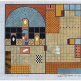 Study #2 for Iconostasis, acrylic and watercolour on graph paper, 27.0 x 29.8cm (paper size), December 2015. Photography: Michele Brouet.