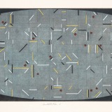 'Constellation I', Hand coloured aquatint, 23.0 x 60.5cm, 1992. Photography: Michele Brouet.