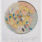 'Study VIII for Interrupted Fates', mixed media on graph paper, 49.0x 38.5cm (paper size), 2 May 2022. Photography: Michele Brouet.
