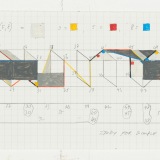 ‘Study for Simple Forms IX’, acrylic, ink and pencil on graph paper, 10.5 × 39.5cm (paper size), 22 February 2024. Photography: Michael Bradfield.