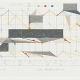 ‘Study for "Simple Forms X"’, acrylic, ink and pencil on graph paper, 22 × 39cm (paper size), 23 February 2024. Photography: Michael Bradfield.