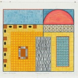 ‘Study V for "S­criptorium"’, acrylic and collage on graph paper, 30.0 × 33.5cm, 15 June 2024. Photography: Michael Bradfield.