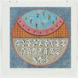 ‘Study II for "They’re clipping the Wings of Angels and giving out PhD’s"’, watercolour, acrylic and collage on graph paper, 38.5 × 38.5cm (paper size), 8 May 2025. Photography: Michael Bradfield.