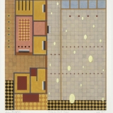 ‘Study for Small Piazza’, acrylic, ink and watercolour on paper, 40 x 36.5cm, July 2015. Photography: Michele Brouet.