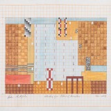 ‘Study for Pillars of Hercules’, acrylic and watercolour on graph paper, 25 x 27cm (paper size), January 2014. Photography: docQment.
