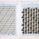 ‘(1,2,5) Subtractive, 48 Rotations’, Number sequence and working drawing, Pencil, ink and acrylic on graph paper, 29.8 x 21.1cm (paper size, each sheet), August 2011. Photography: Self.