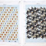 ‘(1,3,5) Subtractive, 32 Rotations’, Number sequence and working drawing, Pencil, ink and acrylic on graph paper, 29.8 x 21.1cm (paper size, each sheet), February 2012. Photography: Self.