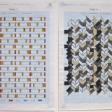 ‘(1,5,8) Subtractive, 12 Rotations’, Number sequence and working drawing, Pencil, ink and acrylic on graph paper, 29.8 x 21.1cm (paper size, each sheet), March 2012. Photography: Self.