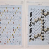 ‘(3,5,8) Subtractive, 4 Rotations’, Number sequence and working drawing, Pencil, ink and acrylic on graph paper, 29.8 x 21.1cm (paper size, each sheet), May 2012. Photography: Self.
